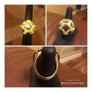 Elegant Lime green/Silver Plated ring.